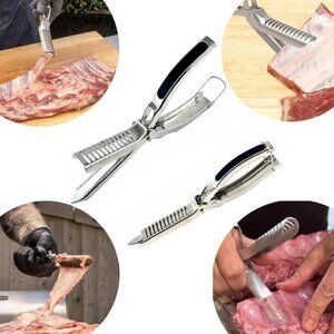 Stainless Steel Rib Prep Tool Membrane Remover,Ergonomic Rib Skinner for BBQ